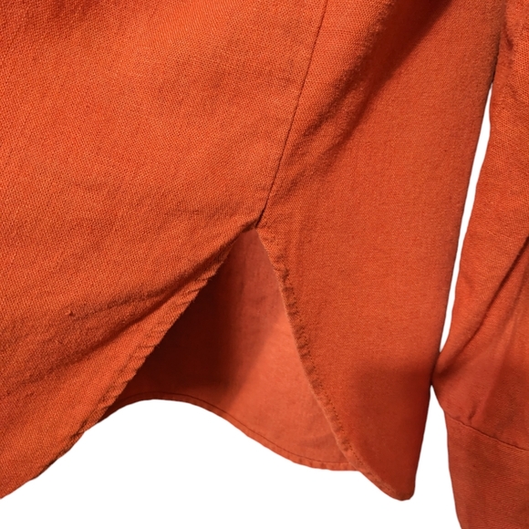Button down shirt linen Forever21 orange long sleeves women M - Picture 4 of 8